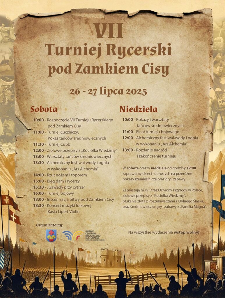 VII Turniej Rycerski pod Zamkiem Cisy Harmonogram